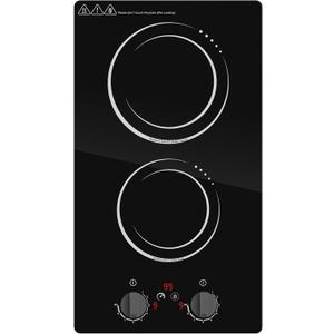 VBGK Double Induction Cooktop,110V 2300W 2 burner induction cooktop,2 burner Hot Plate Electric burner with LCD Touch Screen 9 Levels Settings Child Safety Lock & Timer, Black