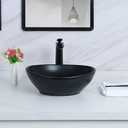 Davivy 15.7" x 13" Matte Black Oval Vessel Sink with Pop Up Drain,Bathroom Sinks Above Counter,Bathroom Vessel Sinks,Ceramic Vessel Sinks,Matte Black Vessel Sink for Bathrooms