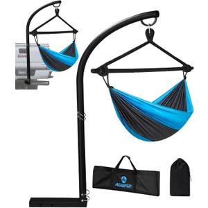 Trailer Hammock Hitch Stand for 2" Vehicle Receiver, Heavy-Duty Hammock Mount for Outside, Includes Nylon Hanging Chair & Storage Bag - for Camping, Outdoor, Travel (350lbs Capacity) (Large Size)