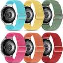 Stretchy Bands Compatible with Samsung Galaxy Watch 7 6 4 5 Band 40mm 44mm/Watch 6 4 Classic 47mm 43mm 42mm 46mm/5 Pro/FE/Active 2, 6 Pack 20mm Nylon Sport Strap for Galaxy Watch 7 Band Women Men (Aqua/Cactus/Yellow/Orange/Red/Dragon Fruit)