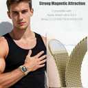 Magnetic Mesh Milanese Loop Compatible with Apple Watch Band 49mm 46mm 45mm 44mm 42mm 41mm 40mm 38mm Men Women, Stainless Steel Metal Strap for iWatch Ultra 3/2/1 Series 11 10 9 8 7 6 5 4 SE