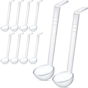 Tioncy 10 Pcs 1 oz Small Ladle 7.1 Inches Mini Ladle for Serving Sauce, Soup, Dressing, Punch Bowl, Gravy, Cocktail, Fruit Juices Reusable Plastic Long Handle Spoon for Party Banquets Catering(Clear)