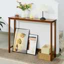 Bamboo Narrow Console Table, 39.4"(L) Wood Small Entryway Table, Accent Slim Hallway Tables, Thin Sofa Side Tables for Hallway, Living Room, Bedroom, Foyer, Walnut, 39.37" x 9.45" x 29.53"