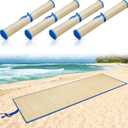 Qunclay 4 Packs Straw Beach Mat Waterproof Non Slip Straw Mat Foldable Lightweight Picnic Mat with Trim for Camping Sunbathing Picnic Floor Yoga, 70 x 24 Inch