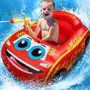 HopeRock Kids Pool Float with Water Gun - Inflatable Ride-on Swimming Toy for Boys Aged 3-8, Summer Fun (Red)