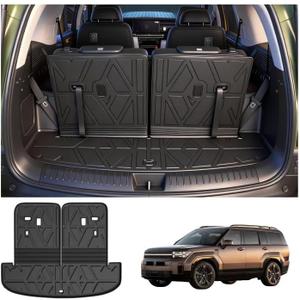 Cargo Mat Replacement for Hyundai Santa FE 2024 2025 2026, All Weather TPE Cargo Mat with Backrest Mat Rear Cargo Liner Protection for Hyundai Santa Fe Calligraphy Accessories (Fit Hybrid and Fuel)