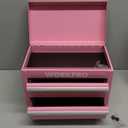 WORKPRO Mini Metal Tool Box with 2 Drawers and Top Storage, Small Tool Chest with PVC Liners and PP Feet Pads, Cold Rolled Steel Toolbox with Magnetic Tab (Pink)