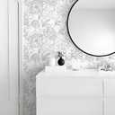 Safiyya Peel and Stick Wallpaper Boho Floral Contact Paper 197"x17.3" Grey and White Wall Paper Modern Self Adhesive Removable Wallpaper for Bedroom Bathroom Vinyl Rolls