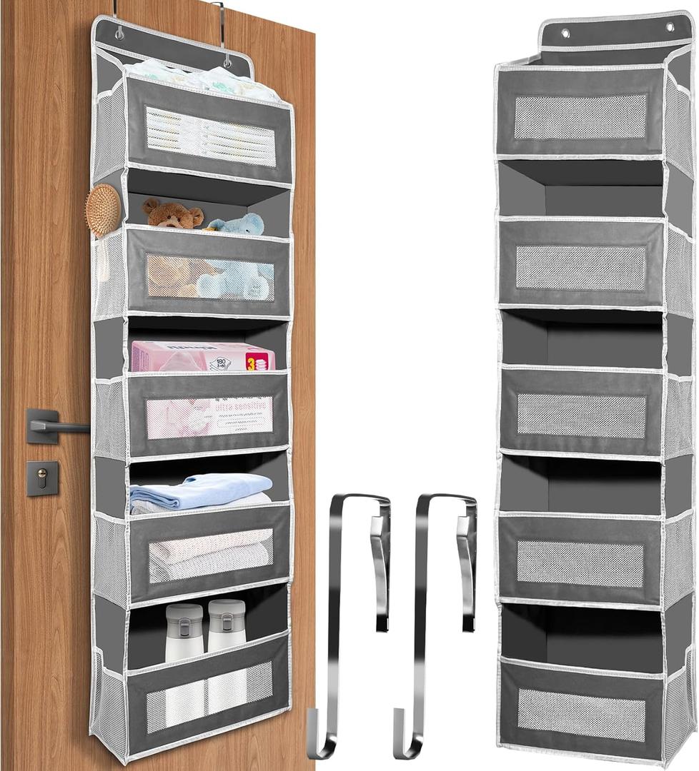 1 Pack over the door organize Bathroom Organizers and Storage, Toy Stuffed Animal Storage, Swing-proof Hanging Over the Door Organizer for Nursery Newborn Baby Essential Stuff