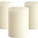 Melt Candle Pillar Candles, 3 Pack - Unscented Candles for Home, Church, Weddings, & More - 3" x 4", Ivory