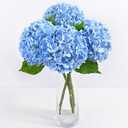 3 Pcs Real Touch Hydrangea Artificial Flowers, 21" Blue Full Faux Hydrangea Flowers Latex Fake Flowers for Home Decor Party Floral Arrangements Wedding Bouquets Centerpieces Outdoor Decor