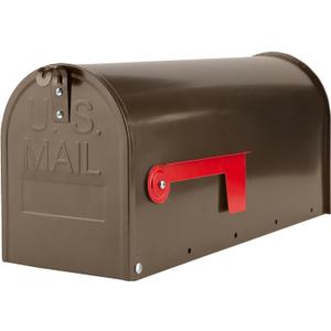 Brown Mailboxe for Outside, RAINHOL Post Mount Mailbox, Galvanized Steel Medium Capacity Mail Boxes, 19 x 8.7 x 6.7 Inches