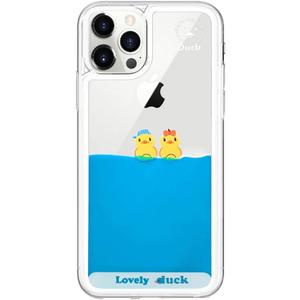 LUVI Compatible with iPhone 12 Pro Max Case Liquid Moving Quicksand Funny Cute Cartoon Lovely Duck Flowing Floating Waterfall Protective Cover Soft Silicone Rubber Protection for Women Girls 6.7 inch Pack of 2