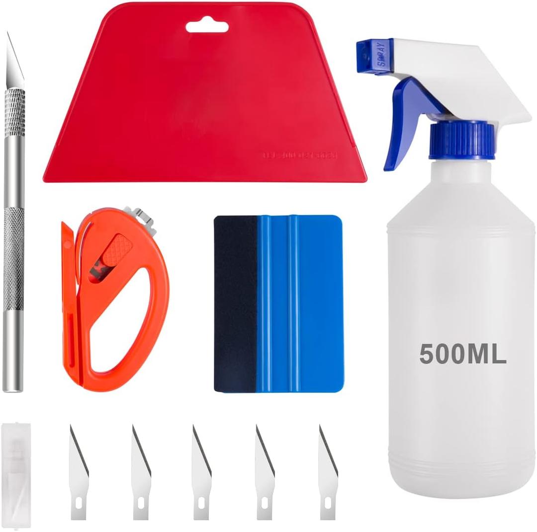 Luxiv Window Tint Application Tools Kit, 5 Pcs Vehicle Glass Protective Film Installing Tool Car Window Squeegee Automotive Scrapers Tint (Blue)