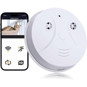 1080P HD Nanny Cam WiFi Surveillance Camera for Indoor Smoke Detector Camera with Motion Detection, Night Vision for Home Security