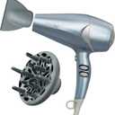 Infiniti PRO CONAIR Hair Dryer with Diffuser and Concentrator, 1875W Style & Shine Blow Dryer with Tourmaline and Ionic Conditioning to Fight Frizz, 3 Heat & 2 Speed Settings, Blue