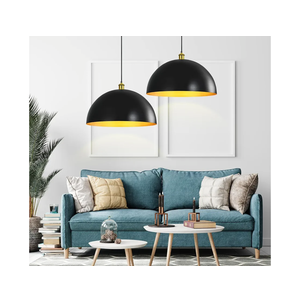 Black-Farmhouse Pendant-Light Hanging-Lamp Fixtures - 20 inch Kitchen Island Pendant Lights Industrial Dome Ceiling Lighting Dining Room Large Vintage Light for Indoor Black (20 inch (2PCS))