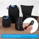 PATIKIL Camera Lens Bag, 2 Pcs 2.8" IDx3.9 H Drawstring Lens Pouch with Thick Protective Neoprene, Lens Case for DSLR Camera Lens, Water Coffee Cups Black