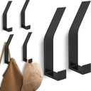 6 Pack Coat Hooks Wall Mount - Heavy Duty Hat Hangers, Large Wall Hooks for Mudroom Entryway Bathroom, Decorative Metal Hook Rack for Hanging Purse, Baseball Cap, Key, Backpack, Towel, Robe (Black)