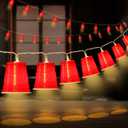 Hiboom 2 Pack 13 FT 20 LED Cups String Lights, Mini Shot Cups Fairy Light Decoration, Battery Operated Party LED Novelty Cup Decor for College Graduation Party Supplies Home (Red)