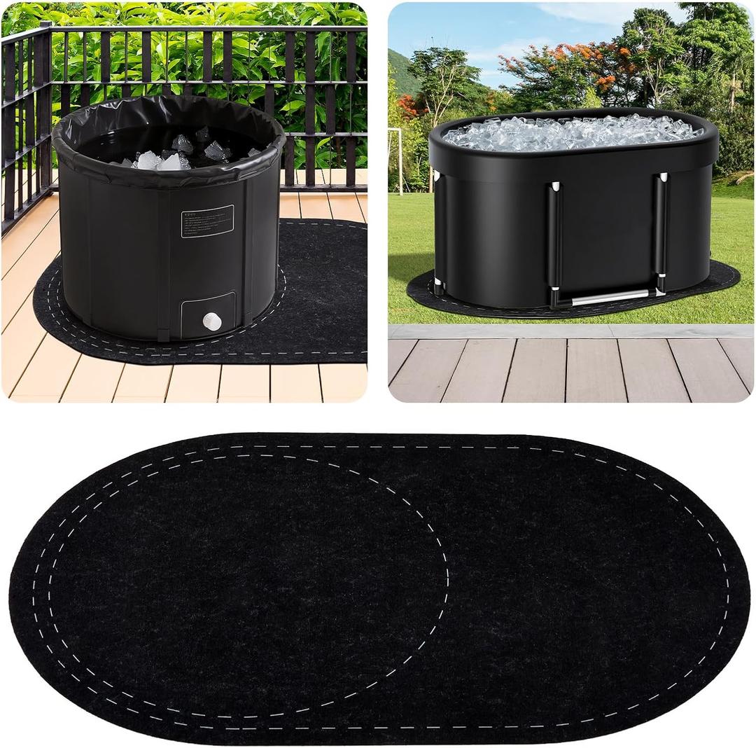 63 x 40 Inch Cold Plunge Tub Floor Mat Waterproof Ice Bath Tub Mat Indoor Outdoor Anti-Slip Protector Pad for Round Oval Rubber Pad for Underneath of Ice Baths Accessories
