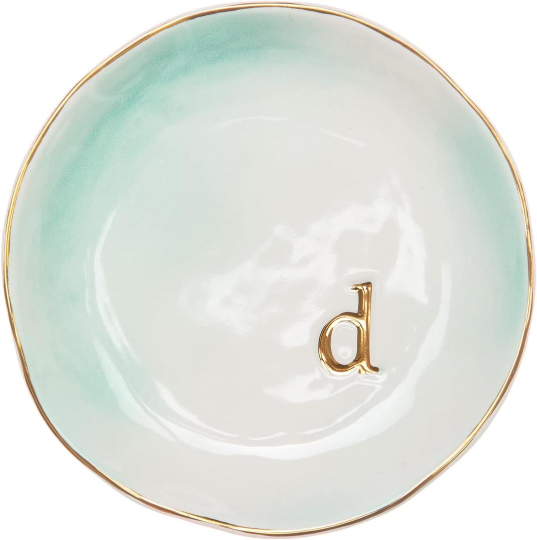 COLLECTIVE HOME - Ceramic Jewelry Tray, Decorative Trinket Dish for Rings Earrings Necklaces Bracelet Watch Keys, Birthday Mother's Day Christmas Gift for Women, 4.75", Colored Surface (D)