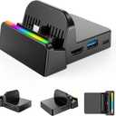Portable TV Docking Station for Switch 2, Switch & OLED  4K HDMI Output, USB 3.0/2.0 Ports, Dual Type-C, RGB Light Charging Dock Replacement for TV Play