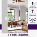 ENERLITES 3 Speed Ceiling Fan Control and LED Dimmer Light Switch, 2.5A Single Pole Light Fan Switch, 300W Incandescent Load, No Neutral Wire Required, 17001-F3-W, White