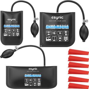 ESynic 3-Pack Durable Air Wedge Bags Kit - 440LB/200KG Heavy Duty Air Bags for Lifting Tool Capacity with Anti-Slip Surface- Includes 6 Durable Wedges for Door/Window/Furniture Installation