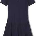 French Toast Girls' Ruffle Pique Polo Dress (10-12, Navy)
