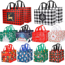 Christmas Large Gift Tote Bags with Handle, Xmas Reusable Non-Woven Grocery Bag for Wrapping Party Supplies, Holiday Party Favor