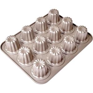 SUNCITY Non-Stick 12 Canele Mold Cake Pan for Canele Muffin Bakeware Cupcake Festive Banquet Desserts and Daily Cooking
