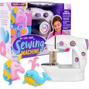 Made By Me My Very Own Sewing Machine for Beginner, Portable Battery Powered First Sewing Machine for Kids Ages 8+, Includes Fabric, Thread, Measuring Tape & Stuffing