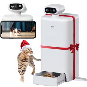 Automatic Cat Feeder with Camera 360, 2K HD Video with Night Vision & 2-Way Audio, 5G Cat Food Dispenser with Low Food Sensor, Record Lovely Moments, O Sitter VIP Version (Grey)