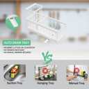 Sponge Holder for Kitchen Sink with Auto Draining Tray,Kitchen Sink Caddy Organizer with Brush Holder, Rustproof 304 Stainless Steel Dish Organizer Divider, Soap Dispenser Storage (White)