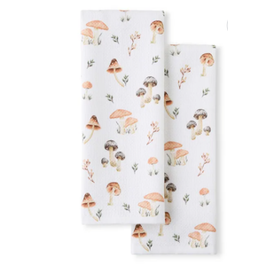 FIESTA Mushrooms Kitchen Towel 2-Pack Set, Mushroom Cream, 16"x28"