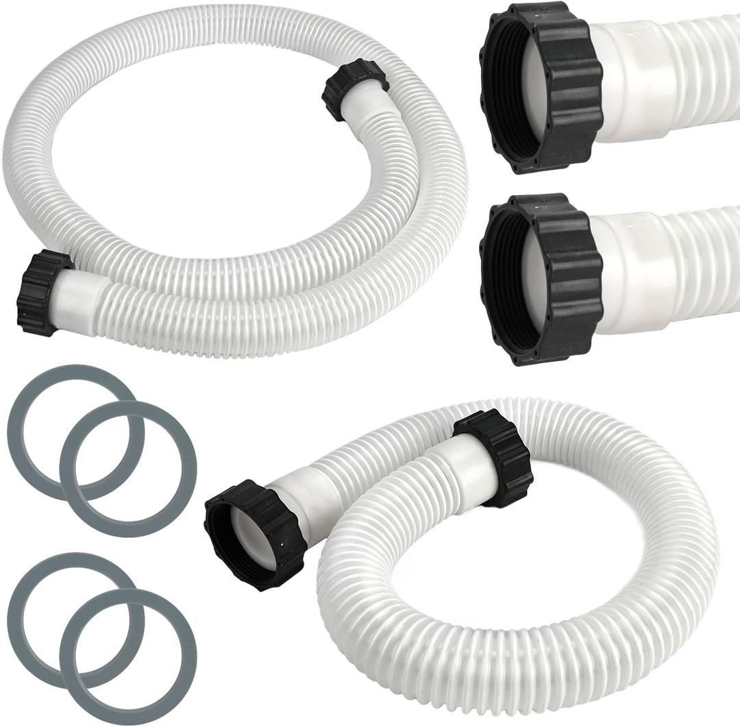 2 Pack 1 1/2 Pool Hose for Above Ground Pools 6ft&3ft Long Pool Pump Replacement Filter Hoses 1.5" EVA Swimming Pool Filter Hose for Filter Pumps, Saltwater Systems and Sand Filters (White)