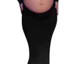 Bhome Maternity Photoshoot Dress Long Sleeve Sexy Cut-Out Backless Maternity Maxi Gown Photography Outfits (Large, Black)