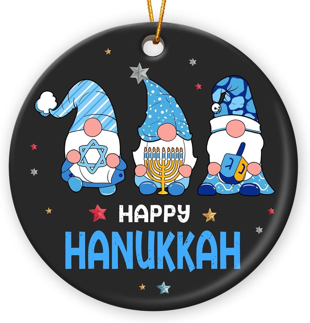 Happy Hanukkah Ornament 2025 - Gnome Ornaments for Christmas Tree, Funny Hanukkah Gifts for Women, Men, Jewish Gifts for Friends, Chanukah Christmas Ornament, Gnome Ornaments for Hanging Decorations