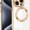 Magnetic for iPhone 14 Pro Case Rectangle, Compatible with Magsafe Wireless, Plated Soft TPU with Full Lens Protection, Military Grade Shockproof Phone Case for iPhone 14 Pro White