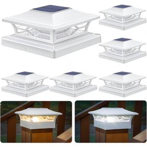 APONUO Solar Post Cap Lights,6 Pack 2-Modes Bright 4x4 Post Solar Lights Auto On Off,Outdoor Waterproof Garden Patio Fence Deck Patio Decor for Fence Deck Post Caps 4x4 6x6 Wood,4x4 Vinyl