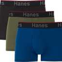 Hanes Total Support Pouch Men's Boxer Brief Underwear, Anti-Chafing, Multi-Pack, Regular Leg-Black/Blue-3 Pack, X-Large