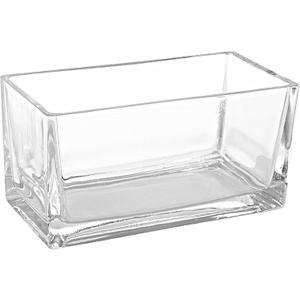 MyGift 7.8 inch Modern Rectangular Glass Vase, Trough Planter, Tabletop Glass Terrarium