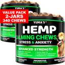 YUMA'S (2 Pack) Hemp Calming Chews for Dogs - Advanced Dog Calming Chews - Anxiety Relief Treats - Separation Aid, Barking, Stress Relief, Thunderstorms - Melatonin - Hemp Oil - Made in USA, Best By 02/2027
