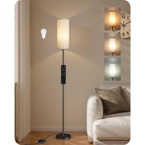 64.4 Dimmable Floor Lamp for Living Room with Remote and Foot Switch, Modern Standing Tall Lamp, Corner Floor Lamp for Bedroom, 10W 900LM LED Bulb Included, 3000K-6500K, Beige, FCC Listed E06LD05W1