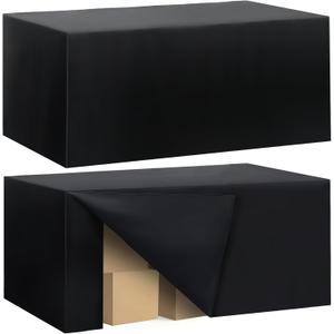 2 Pack Fitted Tablecloth for 8 Foot Rectangle Tables 96 x 30 Inch Black Table Covers Water Resistant Polyester Table Cloth for Wedding, Parties,Display, Trade Show (Black)