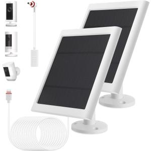 2 Pack - Solar Panel for Ring Security Camera Spotlight Cam Plus/Pro(Battery) Stick Up Cam/Pro Wireless Outdoor with 10FT/3M Long Cable Dustproof Waterproof