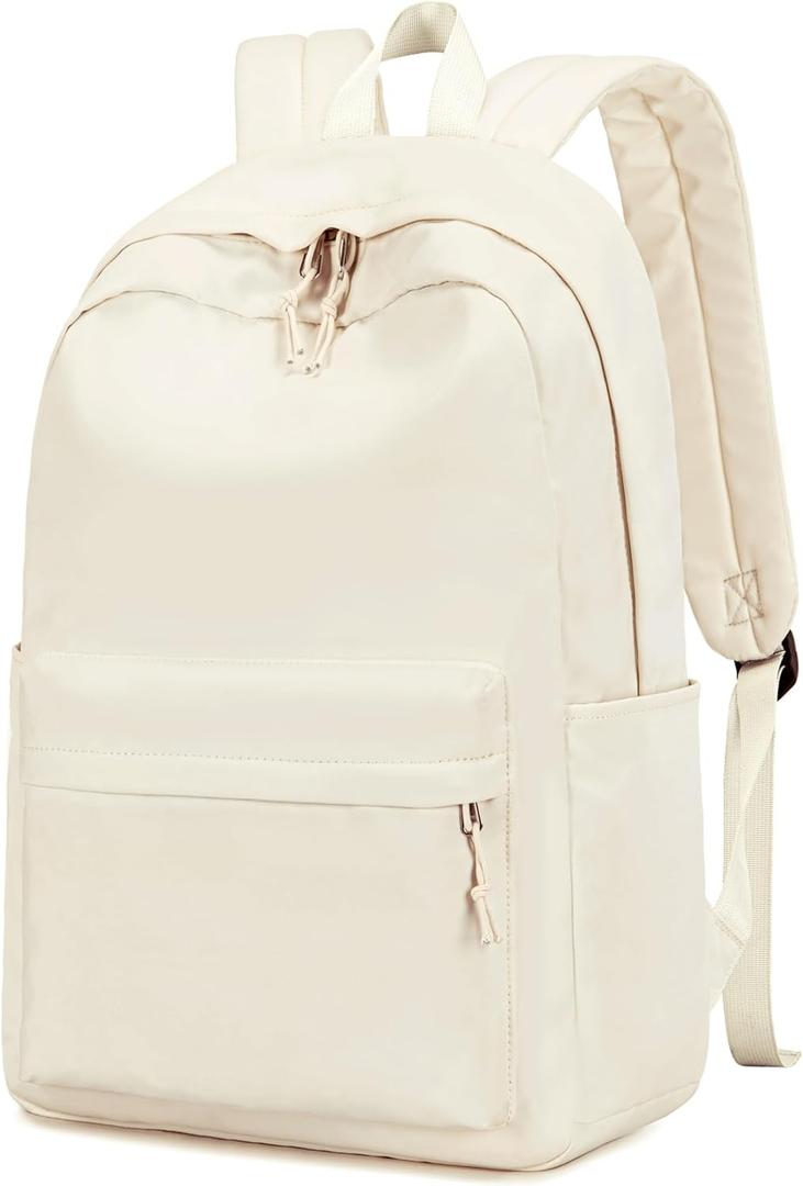 Bluboon School Backpack for Teen Girls Women Laptop Backpack College Bookbags Middle School Travel Work Commuter Back Pack(Solid Beige)