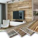 Barnwood Planks - Wood Paneling for Wall for Farmhouse Decor - 12 Reclaimed Wood Planks - Natural Brown (16 sq. ft), 47 x 4 x 0.3 Inch Each - DIY (Glued or Nailed)
