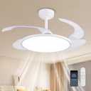 AHAWILL 48'' Retractable Ceiling Fan with Remote/APP Control,Bladeless Ceiling Fan with LED Lights,Stepless Full Spectrum,Memory,Modern Silent Fandelier for Bedroom Dining Room Living Room,White